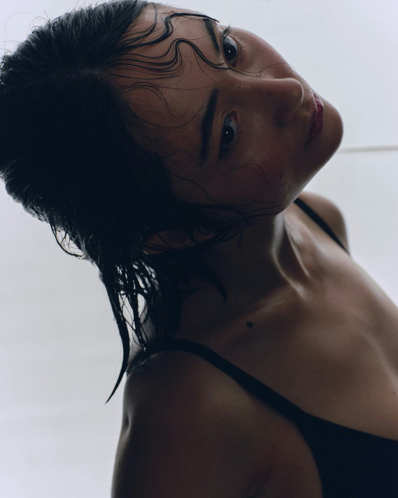 Close-up of lifted sculpted facial contours from exosome biotech skincare