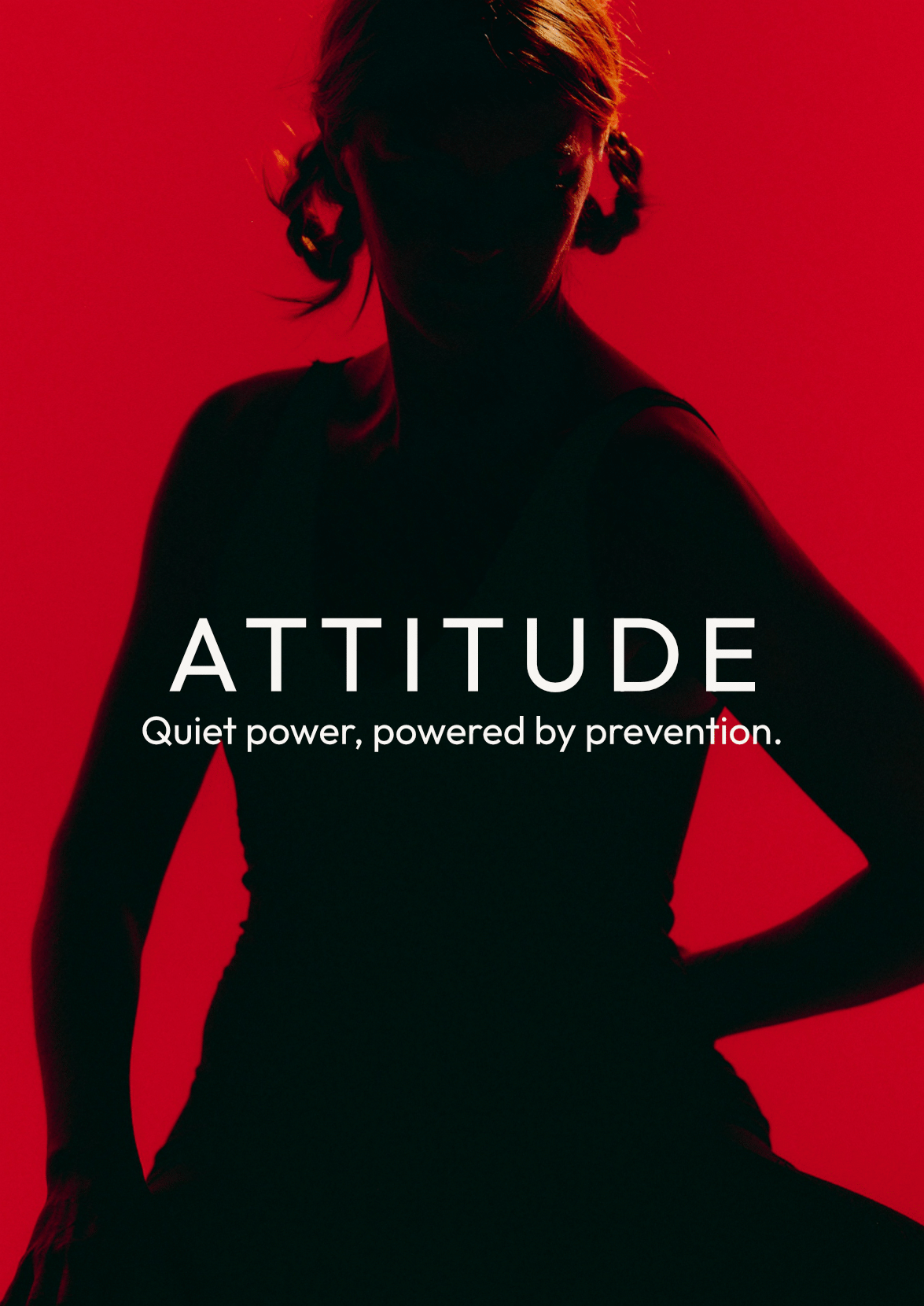 Skincare attitude. Woman in silhoutted showcasing skin confidence, quiet power, powered by prevention