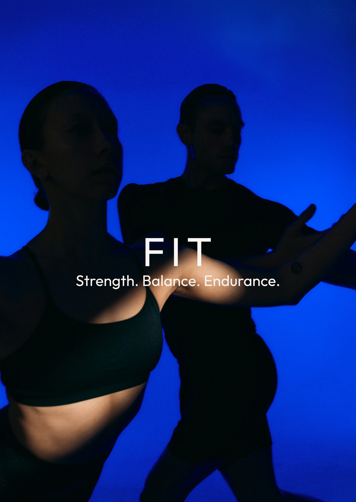 Confident silhouette showcasing skin fitness, strength, balance, endurance